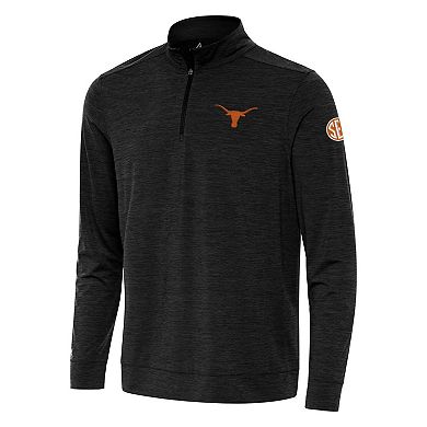 Men's Antigua Heather Black Texas Longhorns SEC Bright Quarter-Zip Pullover Top