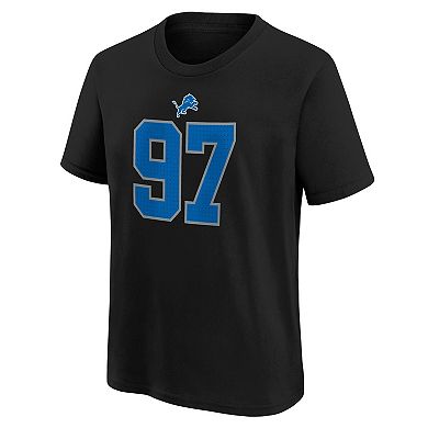 Youth Nike Aidan Hutchinson Black Detroit Lions Player Name & Number T-Shirt