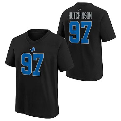 Youth Nike Aidan Hutchinson Black Detroit Lions Player Name & Number T-Shirt