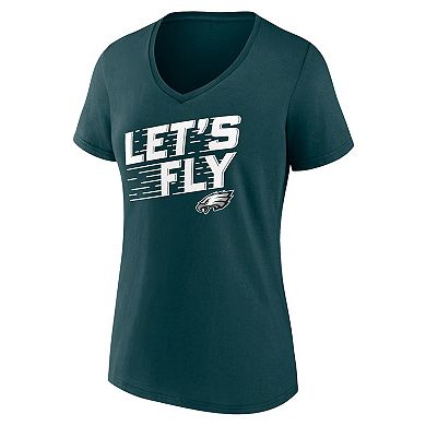 Women's Fanatics Midnight Green Philadelphia Eagles Hometown Defensive Stand V-Neck T-Shirt