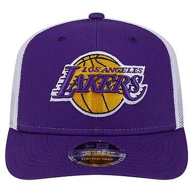 Men's New Era Purple/White Los Angeles Lakers Trucker 9SEVENTY COOLERA Stretch-Snap Hat