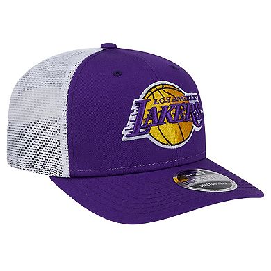 Men's New Era Purple/White Los Angeles Lakers Trucker 9SEVENTY COOLERA Stretch-Snap Hat