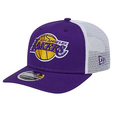 Men's New Era Purple/White Los Angeles Lakers Trucker 9SEVENTY COOLERA Stretch-Snap Hat