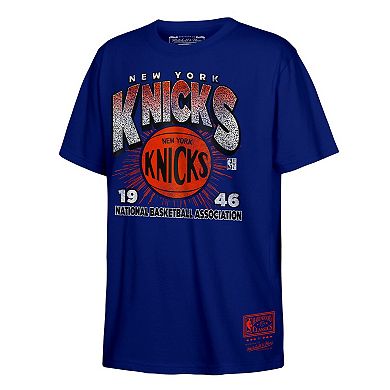 Youth Mitchell & Ness Blue New York Knicks Hardwood Classics Vintage Hoopster T-Shirt