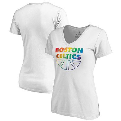 Women's Fanatics White Boston Celtics Team Pride Wordmark V-Neck T-Shirt