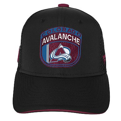 Youth Fanatics Burgundy Colorado Avalanche 2024 NHL Draft On Stage Trucker Adjustable Hat