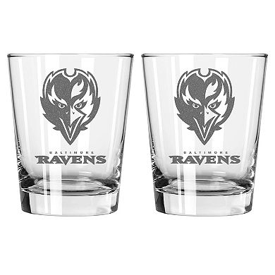 The Memory Company Baltimore Ravens 2-Pack 15oz. Double Old Fashioned Glass Set