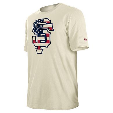 Men's New Era Cream San Francisco Giants 4th of July Flag Fill T-Shirt