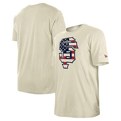 Men's New Era Cream San Francisco Giants 4th of July Flag Fill T-Shirt