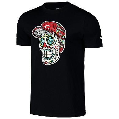 Men's New Era Black Cincinnati Reds Sugar Skulls T-Shirt