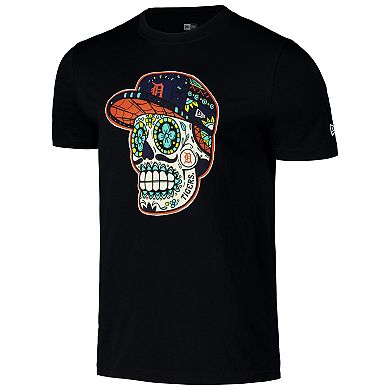 Men's New Era Black Detroit Tigers Sugar Skulls T-Shirt