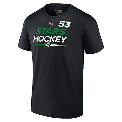 Men's Fanatics Wyatt Johnston Black Dallas Stars Authentic Pro Prime Name & Number T-Shirt