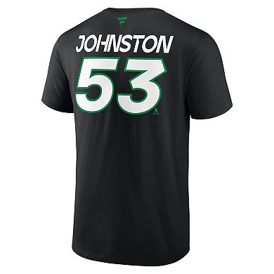 Men's Fanatics Wyatt Johnston Black Dallas Stars Authentic Pro Prime Name & Number T-Shirt