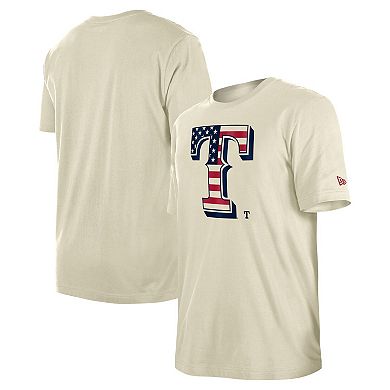 Men's New Era Cream Texas Rangers 4th of July Flag Fill T-Shirt