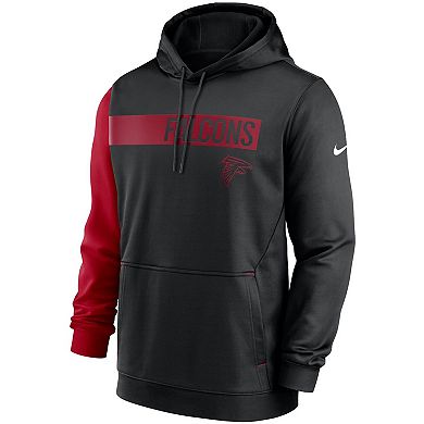 Men's Nike Black/Red Atlanta Falcons Colorblock Performance Pullover Hoodie