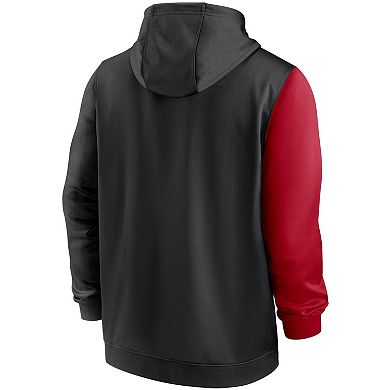 Men's Nike Black/Red Atlanta Falcons Colorblock Performance Pullover Hoodie