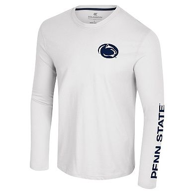 Men's Colosseum White Penn State Nittany Lions Logo Lockup 3-Hit Active Blend Long Sleeve T-Shirt