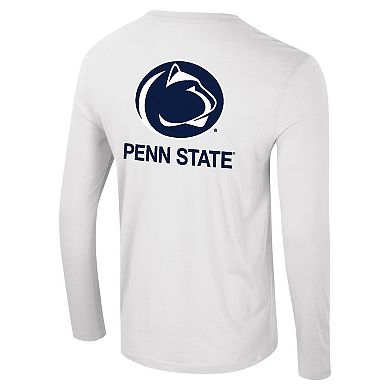 Men's Colosseum White Penn State Nittany Lions Logo Lockup 3-Hit Active Blend Long Sleeve T-Shirt