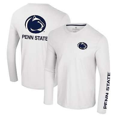 Men's Colosseum White Penn State Nittany Lions Logo Lockup 3-Hit Active Blend Long Sleeve T-Shirt