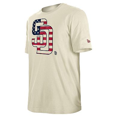 Men's New Era Cream San Diego Padres 4th of July Flag Fill T-Shirt