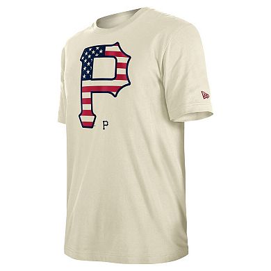 Men's New Era Cream Pittsburgh Pirates 4th of July Flag Fill T-Shirt