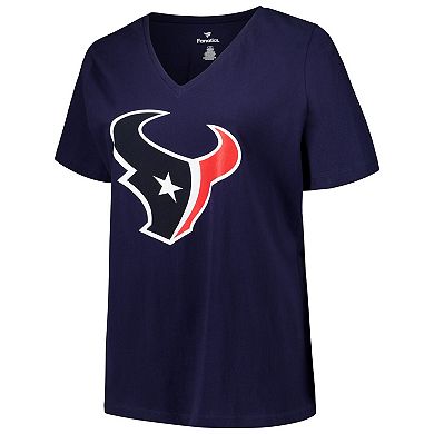 Women's Fanatics Stefon Diggs Navy Houston Texans Plus Size Player Name & Number V-Neck T-Shirt