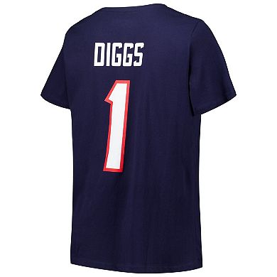 Women's Fanatics Stefon Diggs Navy Houston Texans Plus Size Player Name & Number V-Neck T-Shirt