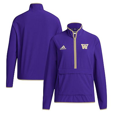 Men's adidas Purple Washington Huskies Coaches Sideline Half-Zip Jacket