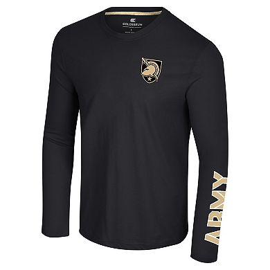 Men's Colosseum Black Army Black Knights Logo Lockup 3-Hit Active Blend Long Sleeve T-Shirt