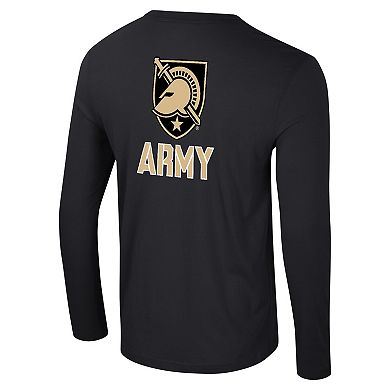 Men's Colosseum Black Army Black Knights Logo Lockup 3-Hit Active Blend Long Sleeve T-Shirt