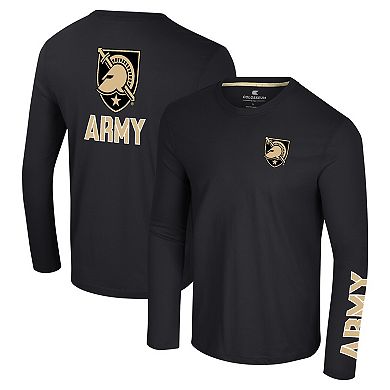 Men's Colosseum Black Army Black Knights Logo Lockup 3-Hit Active Blend Long Sleeve T-Shirt