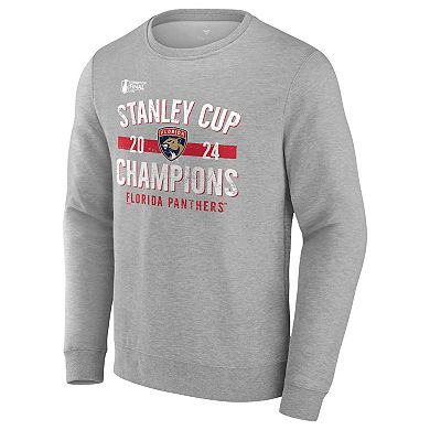 Men's Fanatics  Steel Florida Panthers 2024 Stanley Cup Champions Throwback Fleece Pullover Sweatshirt