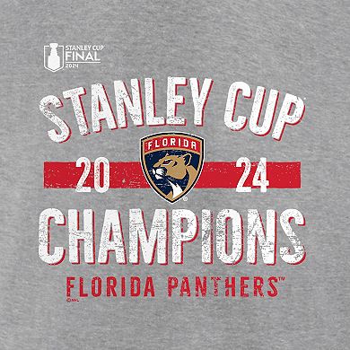 Men's Fanatics  Steel Florida Panthers 2024 Stanley Cup Champions Throwback Fleece Pullover Sweatshirt