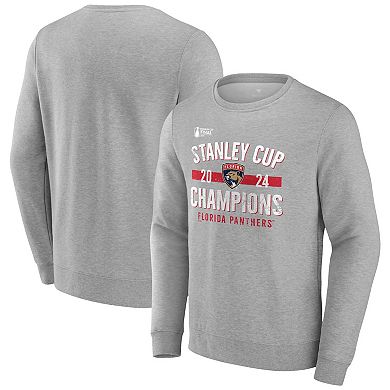 Men's Fanatics  Steel Florida Panthers 2024 Stanley Cup Champions Throwback Fleece Pullover Sweatshirt