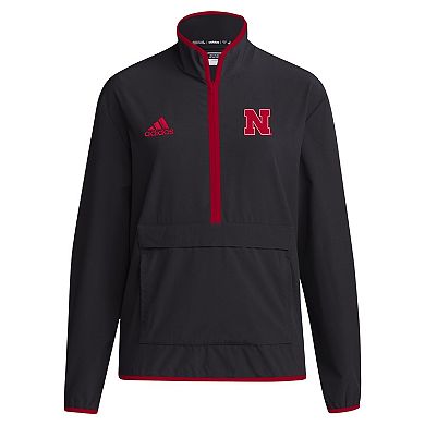 Men's adidas Black Nebraska Huskers Coaches Sideline Half-Zip Jacket