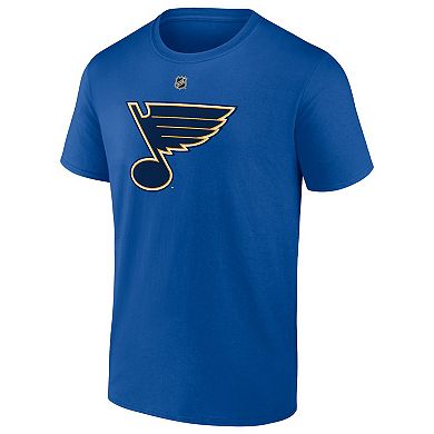 Men's Fanatics Jordan Kyrou Blue St. Louis Blues Authentic Stack Name & Number T-Shirt