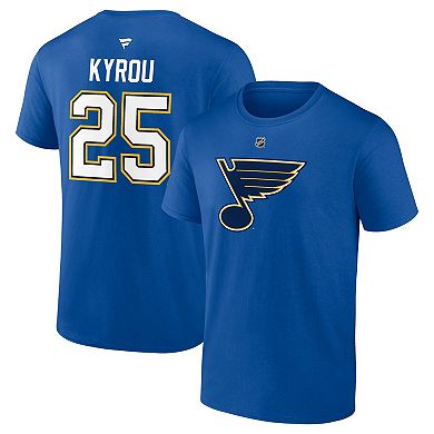 Men's Fanatics Jordan Kyrou Blue St. Louis Blues Authentic Stack Name & Number T-Shirt