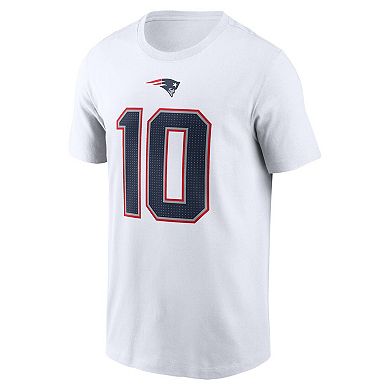 Men's Nike Drake Maye White New England Patriots 2024 NFL Draft Player Name & Number T-Shirt