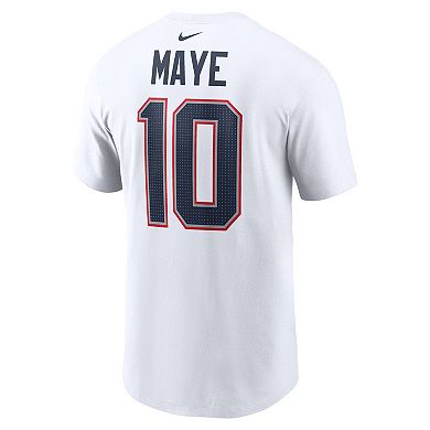 Men's Nike Drake Maye White New England Patriots 2024 NFL Draft Player Name & Number T-Shirt