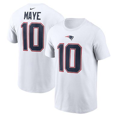 Men's Nike Drake Maye White New England Patriots 2024 NFL Draft Player Name & Number T-Shirt