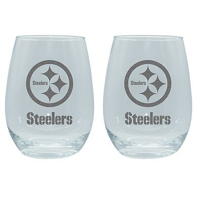 The Memory Company Pittsburgh Steelers 2-Pack 15oz. Stemless Wine Glass Set