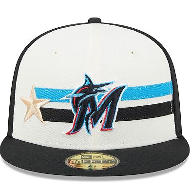 Men's New Era  Cream/Black Miami Marlins 2024 MLB All-Star Game Workout 59FIFTY Fitted Hat