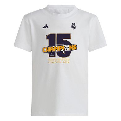 Youth adidas White Real Madrid 2023/24 UEFA Champions League Champions T-Shirt