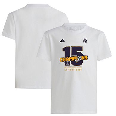 Youth adidas White Real Madrid 2023/24 UEFA Champions League Champions T-Shirt