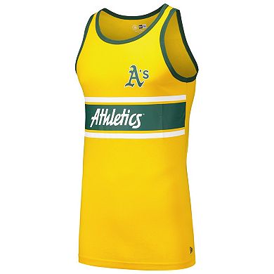 Men's New Era Gold Oakland Athletics Jersey Ringer Tank Top