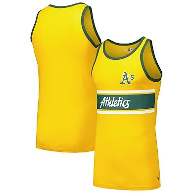 Men's New Era Gold Oakland Athletics Jersey Ringer Tank Top