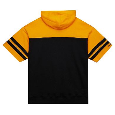 Men's Mitchell & Ness Black Pittsburgh Steelers  Off Field Vintage Logo Short Sleeve Pullover Hoodie