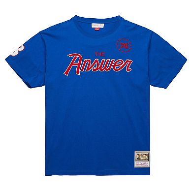 Men's Mitchell & Ness Allen Iverson Royal Philadelphia 76ers Premium Nickname T-Shirt