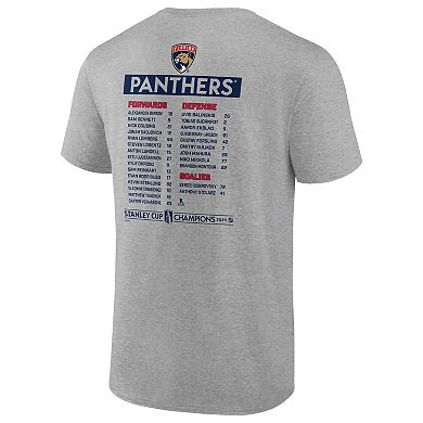 Men's Fanatics  Steel Florida Panthers 2024 Stanley Cup Champions Roster T-Shirt