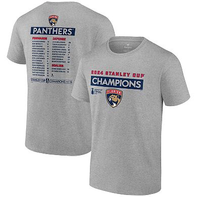 Men's Fanatics  Steel Florida Panthers 2024 Stanley Cup Champions Roster T-Shirt